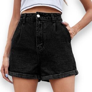 Bershka - Black High Rise Jean Shorts Size 10